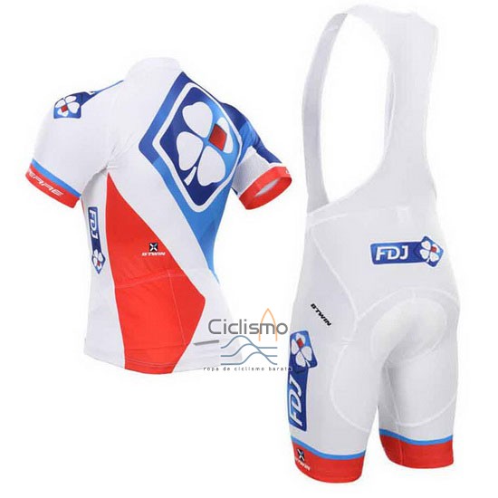 Fdj Ropa Ciclismo Culotte Corto 2015 Mangas Cortas Blanco y Azul